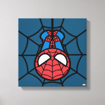 Kawaii Spider-Man Hanging Upside Down Canvas Print