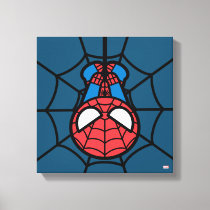 Kawaii Spider-Man Hanging Upside Down Canvas Print