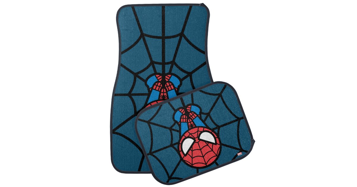 Kawaii Spider-Man Hanging Upside Down Car Floor Mat | Zazzle