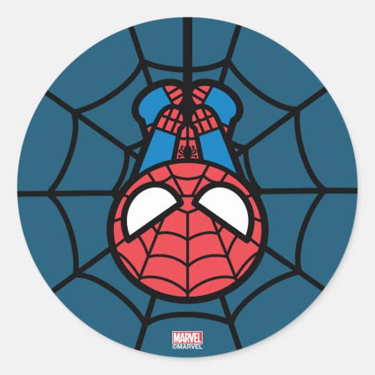 Kawaii Spider-Man Hanging Upside Down Classic Round Sticker | Zazzle.com