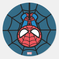 Kawaii Spider-Man Hanging Upside Down Classic Round Sticker