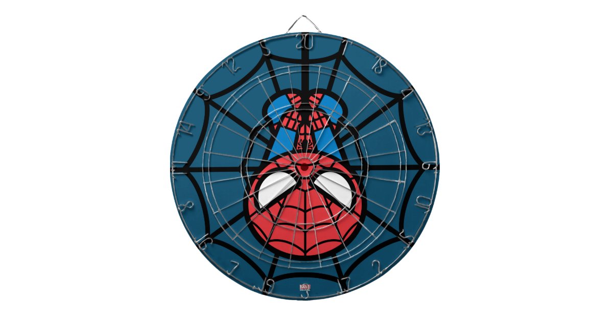 Kawaii Spider-Man Hanging Upside Down Dartboard With Darts Zazzle.com.