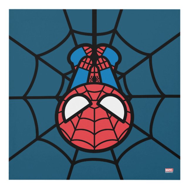 Kawaii Spider-Man Hanging Upside Down Panel Wall Art (Front)