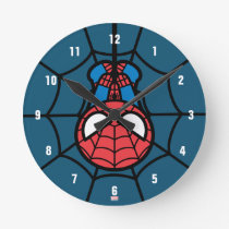 Kawaii Spider-Man Hanging Upside Down Round Clock