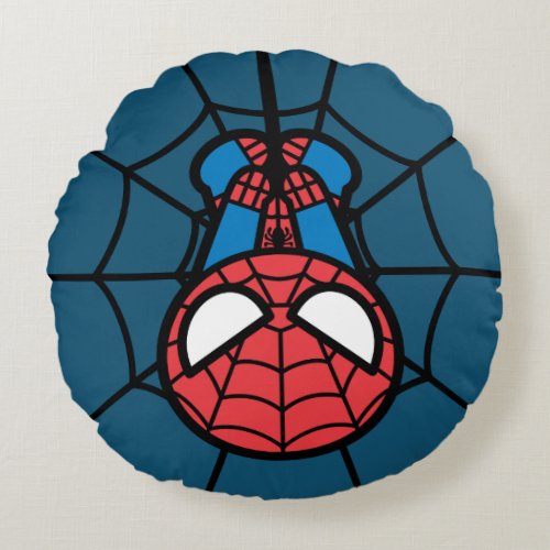 Kawaii Spider_Man Hanging Upside Down Round Pillow