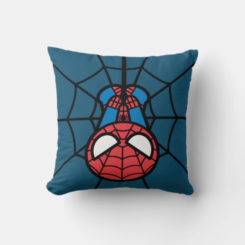 Kawaii Spider_Man Hanging Upside Down Throw Pillow