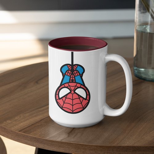 Kawaii Spider_Man Hanging Upside Down Two_Tone Coffee Mug