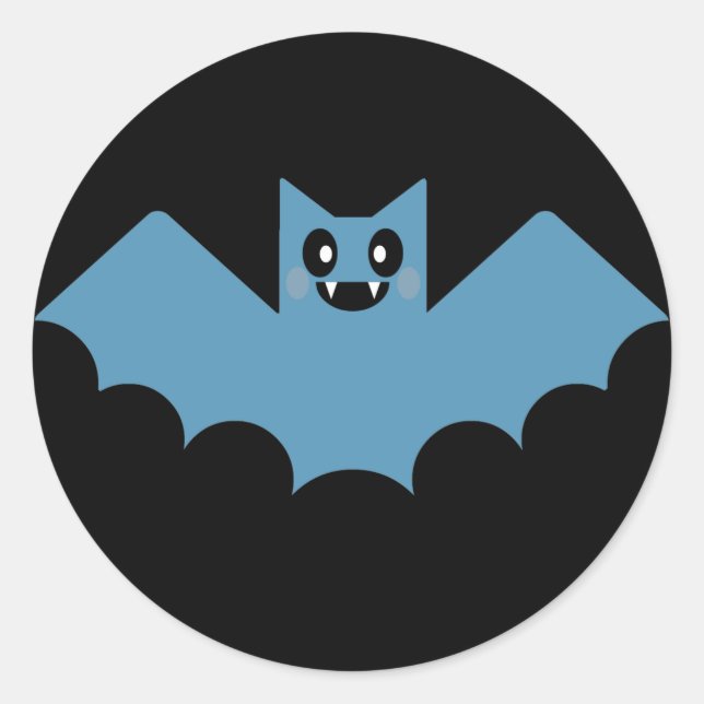 KAWAII SPOOKY BAT CLASSIC ROUND STICKER (Front)