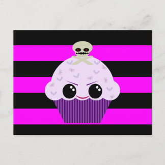 Kawaii Spooky Cupcake Skull Spiders Bats Postcard