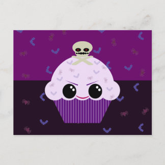 Kawaii Spooky Cupcake Skull Spiders Bats Postcard