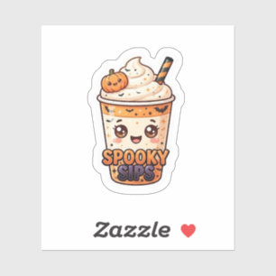 Kawaii Spooky Sips Halloween Coffee Cup Sticker