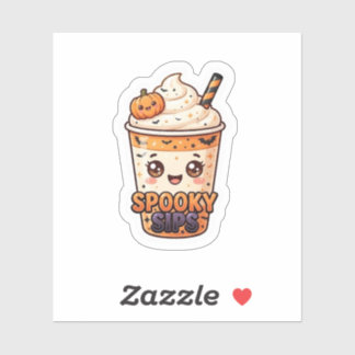 Kawaii Spooky Sips Halloween Coffee Cup Sticker