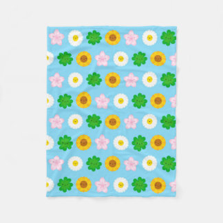 Kawaii Spring Flowers (Blue) Fleece Blanket