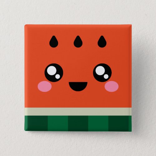 Kawaii Square Watermelon Button  Pin  Badge