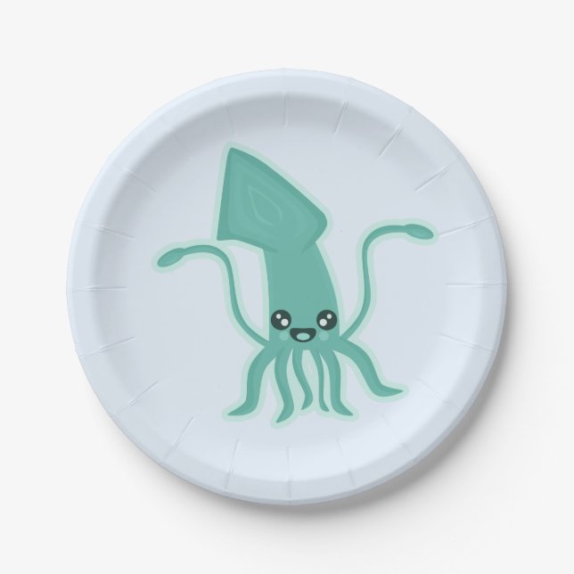 Kawaii Squid Paper Plates (Front)
