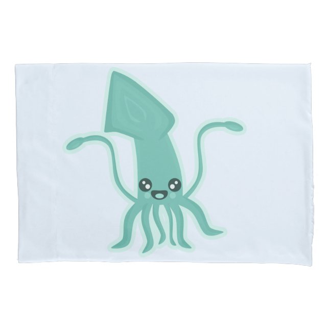 Kawaii Squid Pillow Case (Front)