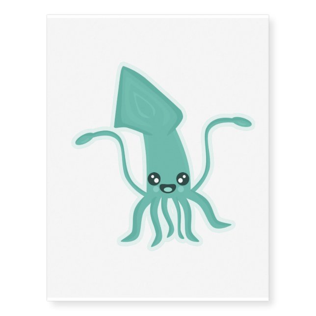 Kawaii Squid Temporary Tattoos (Front)
