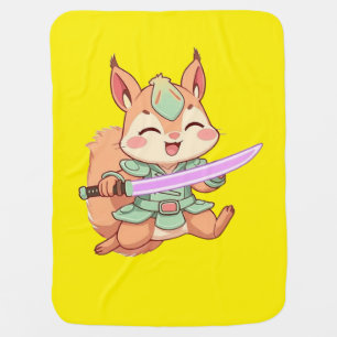 Kawaii Squirrel Samurai. Baby Blanket