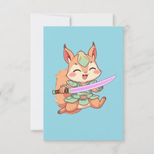 Kawaii Squirrel Samurai. Note Card