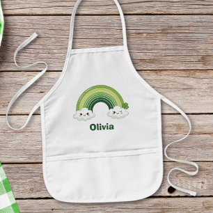 Kawaii St. Patrick’s Day Green Rainbow Kids' Apron