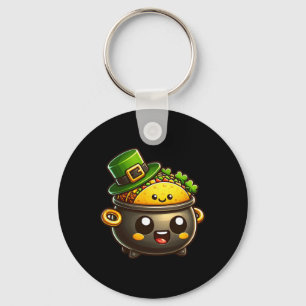 Kawaii St Patricks' Day Pot O Tacos Irish Mexican Keychain