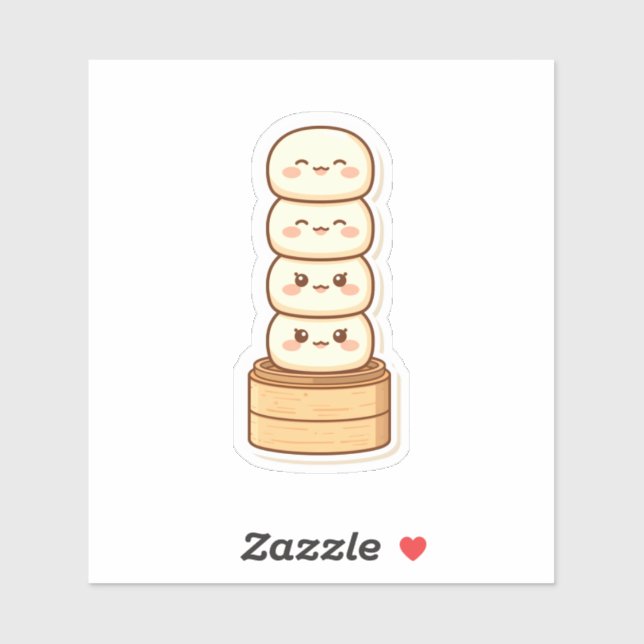 Kawaii Stacked Dumpling Bamboo Steamer Sticker (Sheet)