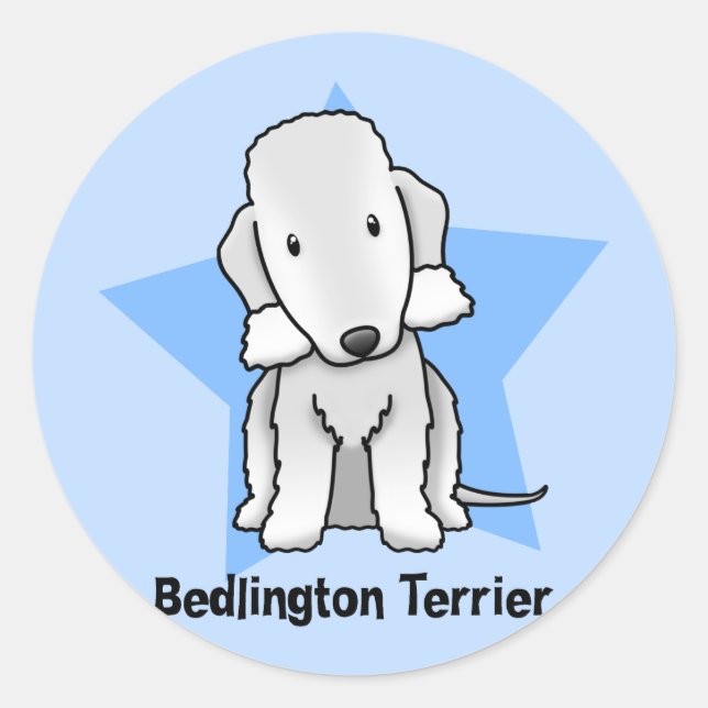 Kawaii Star Bedlington Terrier Classic Round Sticker (Front)