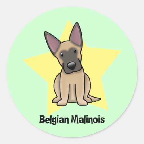 Kawaii Star Belgian Malinois Classic Round Sticker