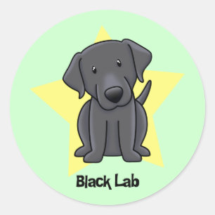 Kawaii Star Black Lab Classic Round Sticker