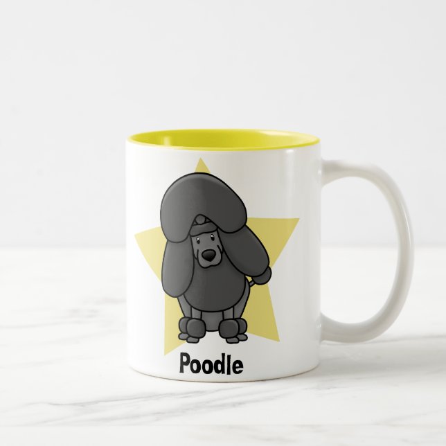 Kawaii Star Black Poodle Two-Tone Coffee Mug (Right)