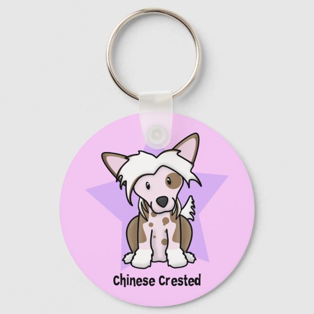 Kawaii Star Chinese Crested Keychain (Front)