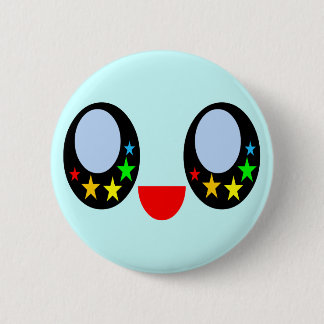 Kawaii Star Eyes Happy Face Rainbow Stars Sweet Button