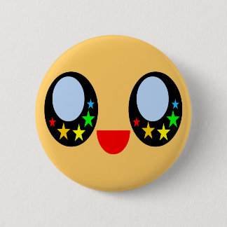 Kawaii Star Eyes Happy Face Rainbow Stars Sweet Pinback Button