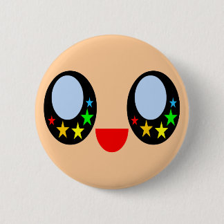 Kawaii Star Eyes Happy Face Rainbow Stars Sweet Pinback Button