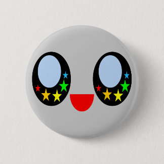 Kawaii Star Eyes Happy Face Rainbow Stars Sweet Pinback Button