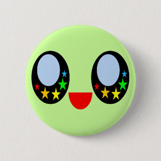 Kawaii Star Eyes Happy Face Rainbow Stars Sweet Pinback Button
