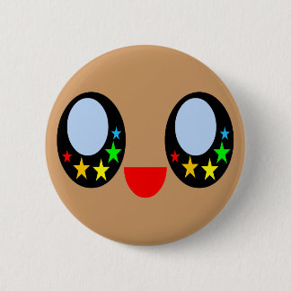 Kawaii Star Eyes Happy Face Rainbow Stars Sweet Pinback Button