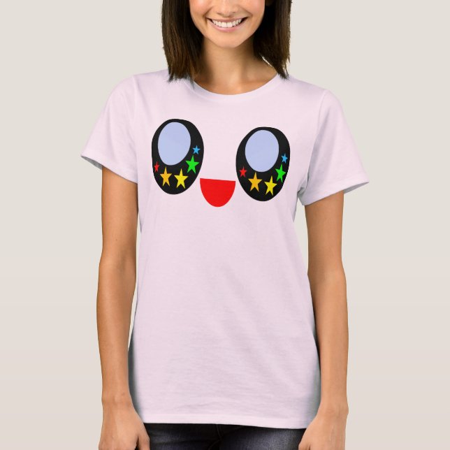 Kawaii Star Eyes Happy Face Rainbow Stars Sweet T-Shirt (Front)