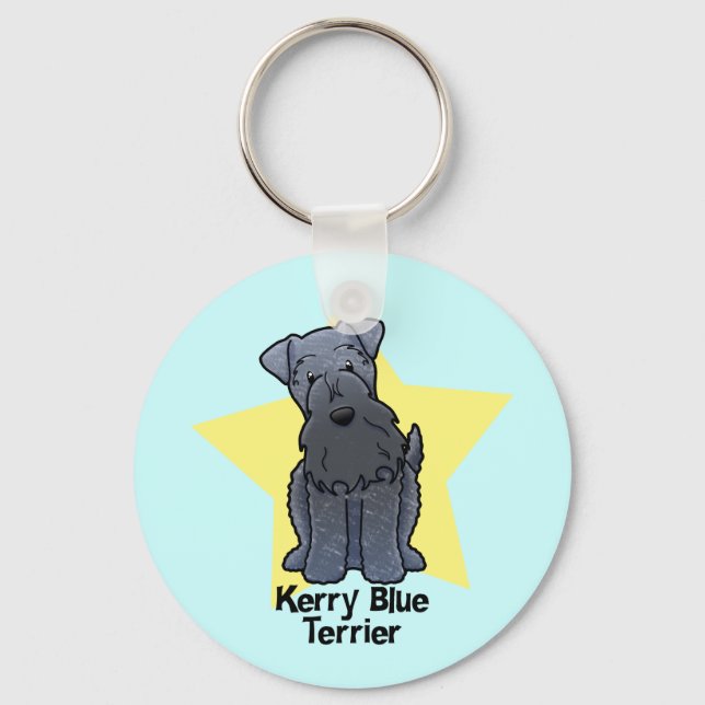 Kawaii Star Kerry Blue Terrier Keychain (Front)