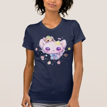 Kawaii Star Kitty With Cute Cakes T-shirt by Chibibunny at Zazzle