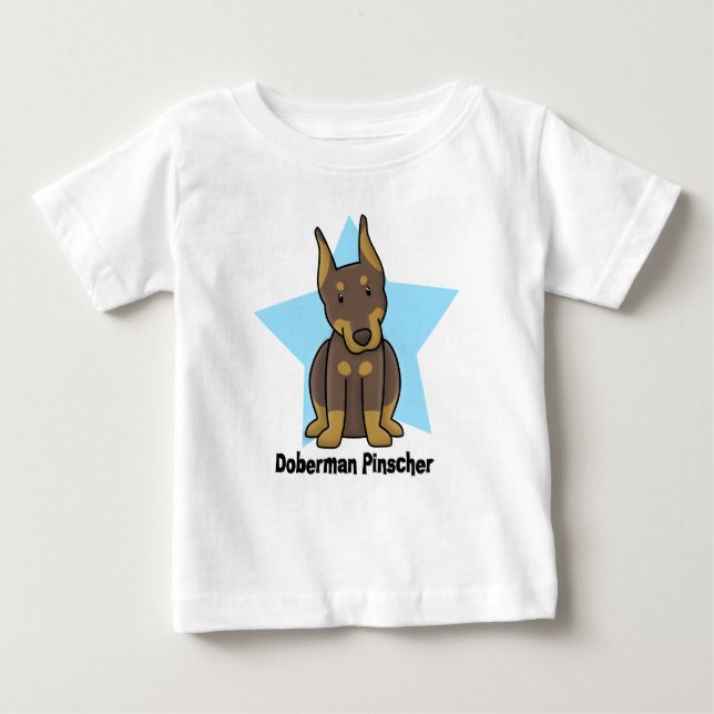 Kawaii Star Red Doberman Pinscher Baby Baby T-Shirt (Front)