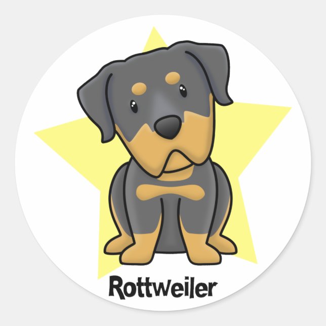 Kawaii Star Rottweiler Classic Round Sticker (Front)