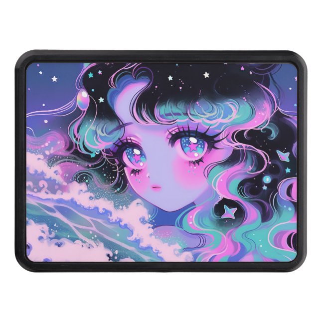 Kawaii Star-Sea Girl Under Cosmic Waves Hitch Cover (Front)