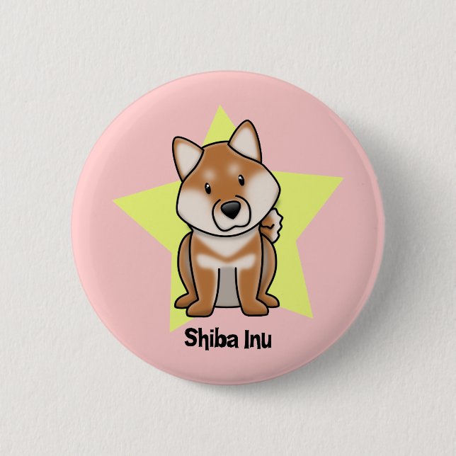 Kawaii Star Shiba Inu Button (Front)