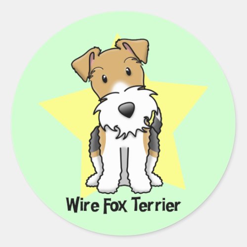 Kawaii Star Wire Fox Terrier Classic Round Sticker
