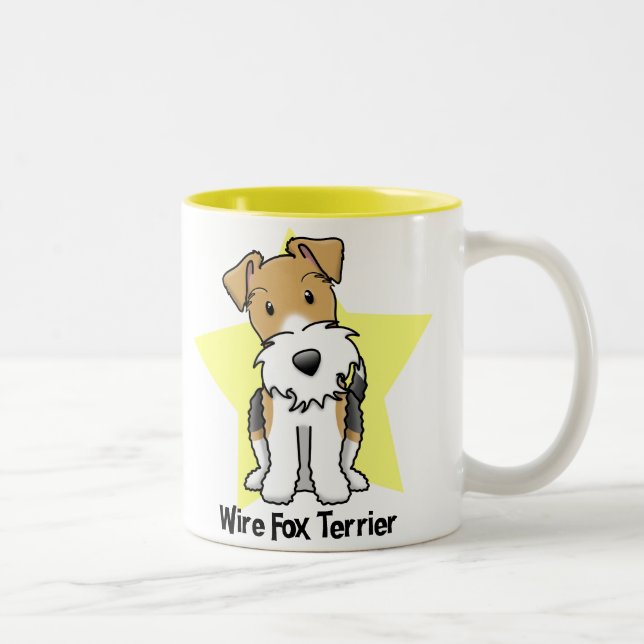 Kawaii Star Wire Fox Terrier Two-Tone Coffee Mug (Right)