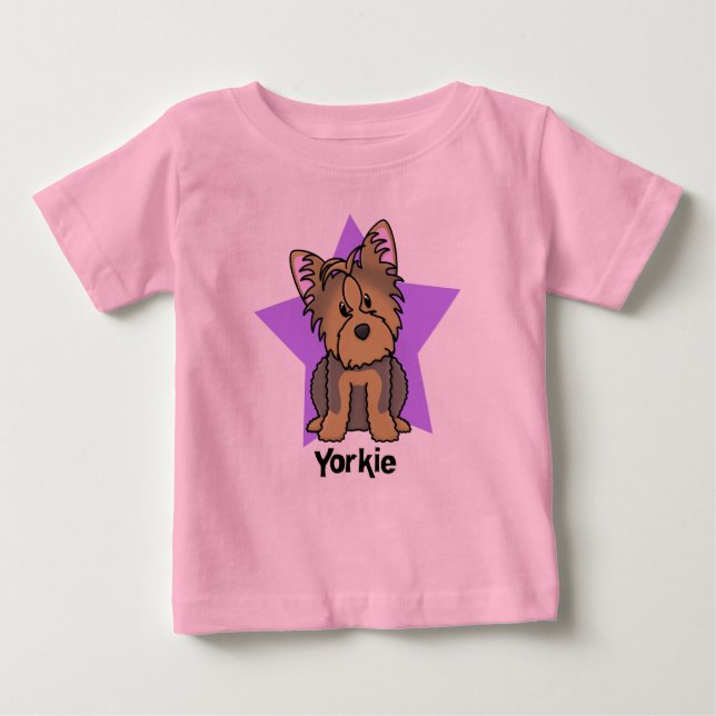 Kawaii Star Yorkshire Terrier Baby's Baby T-Shirt (Front)