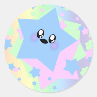 KAWAII STARS COSMIC BLAST CLASSIC ROUND STICKER
