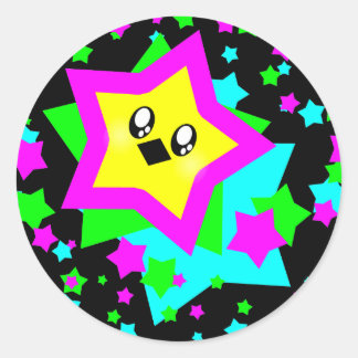 KAWAII STARS COSMIC BLAST CLASSIC ROUND STICKER