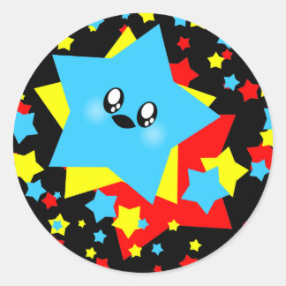KAWAII STARS COSMIC BLAST CLASSIC ROUND STICKER